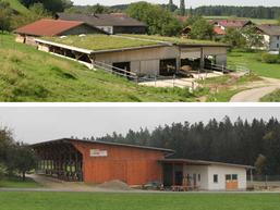 Soll der Bau in den Bestand integriert -, oder in der offenen Landschaft errichtet werden? / © J. Simon - LfL-ILT, J. Mautner - AELF Pfarrkirchen, verändert Soll der Bau in den Bestand integriert -, oder in der offenen Landschaft errichtet werden?