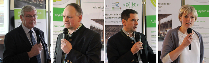 Begrüßung (von links) durch LLD Georg Mayer (Leiter AELF Cham), Franz-Josef Brandl (3. Bürgermeister Markt Lam) und Franz Winkler (Vorsitzender ALB Bayern e.V.); anschließende Moderation: Katharina Wals (AELF Cham) / © M. Müller - ALB Bayern e.V. Begrüßung (von links) durch LLD Georg Mayer (Leiter AELF Cham), Franz-Josef Brandl (3. Bürgermeister Markt Lam) und Franz Winkler (Vorsitzender ALB Bayern e.V.); anschließende Moderation: Katharina Wals (AELF Cham)